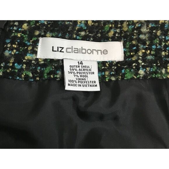 Liz Claiborne 14 Pencil Skirt Stretch Green Super Soft Wool Blend Vtg 60’s Style - Picture 3 of 7